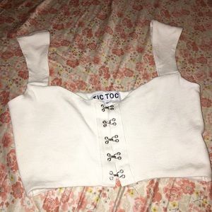 White hook crop top